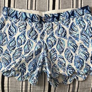 Lilly Pulitzer Blue and White Seashell Print Shorts